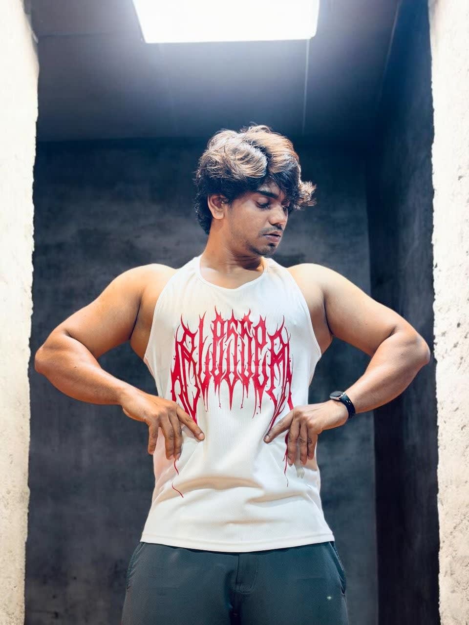 Image of Gym Tank Top | Red on White