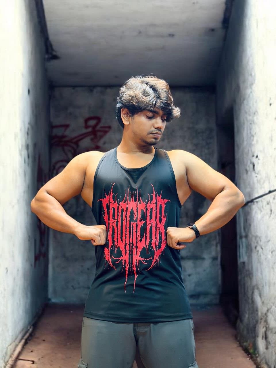 Image of Gym Tank Top | Red on Black