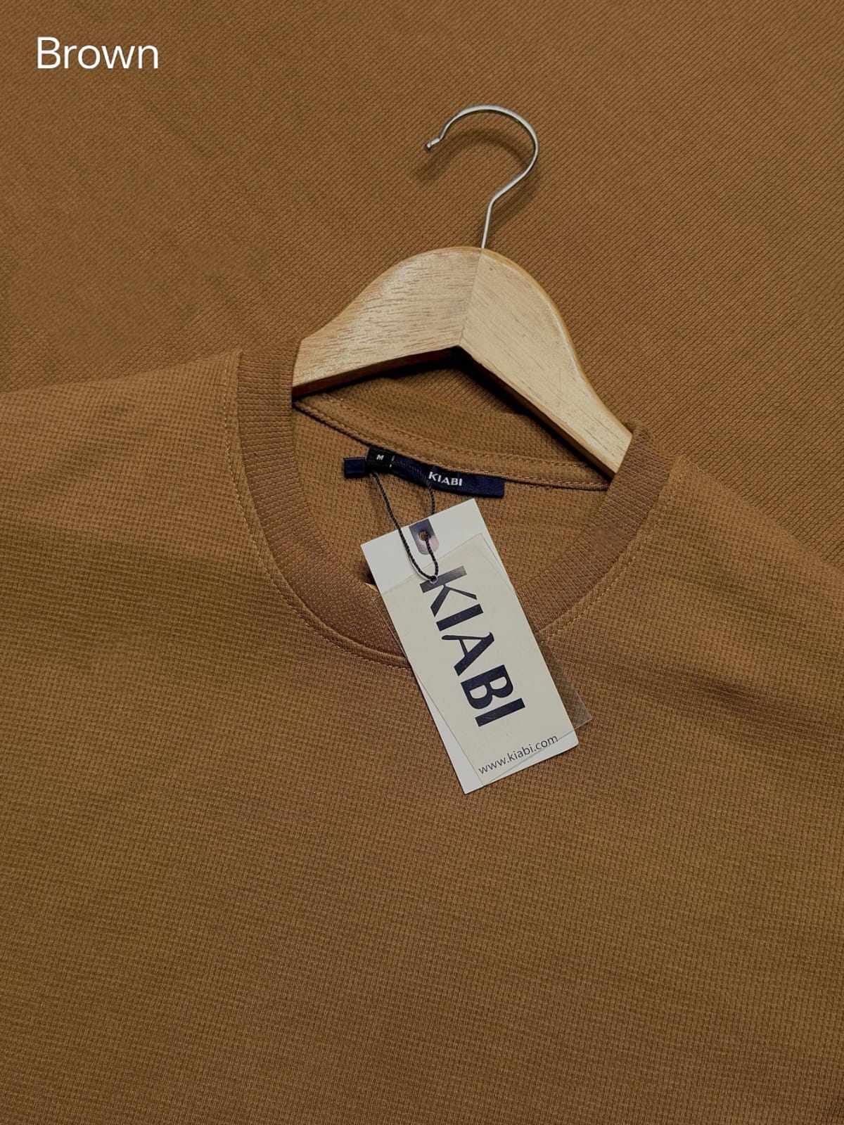 Image of Brown Premium Knit T-Shirt | Waffle drop shoulder