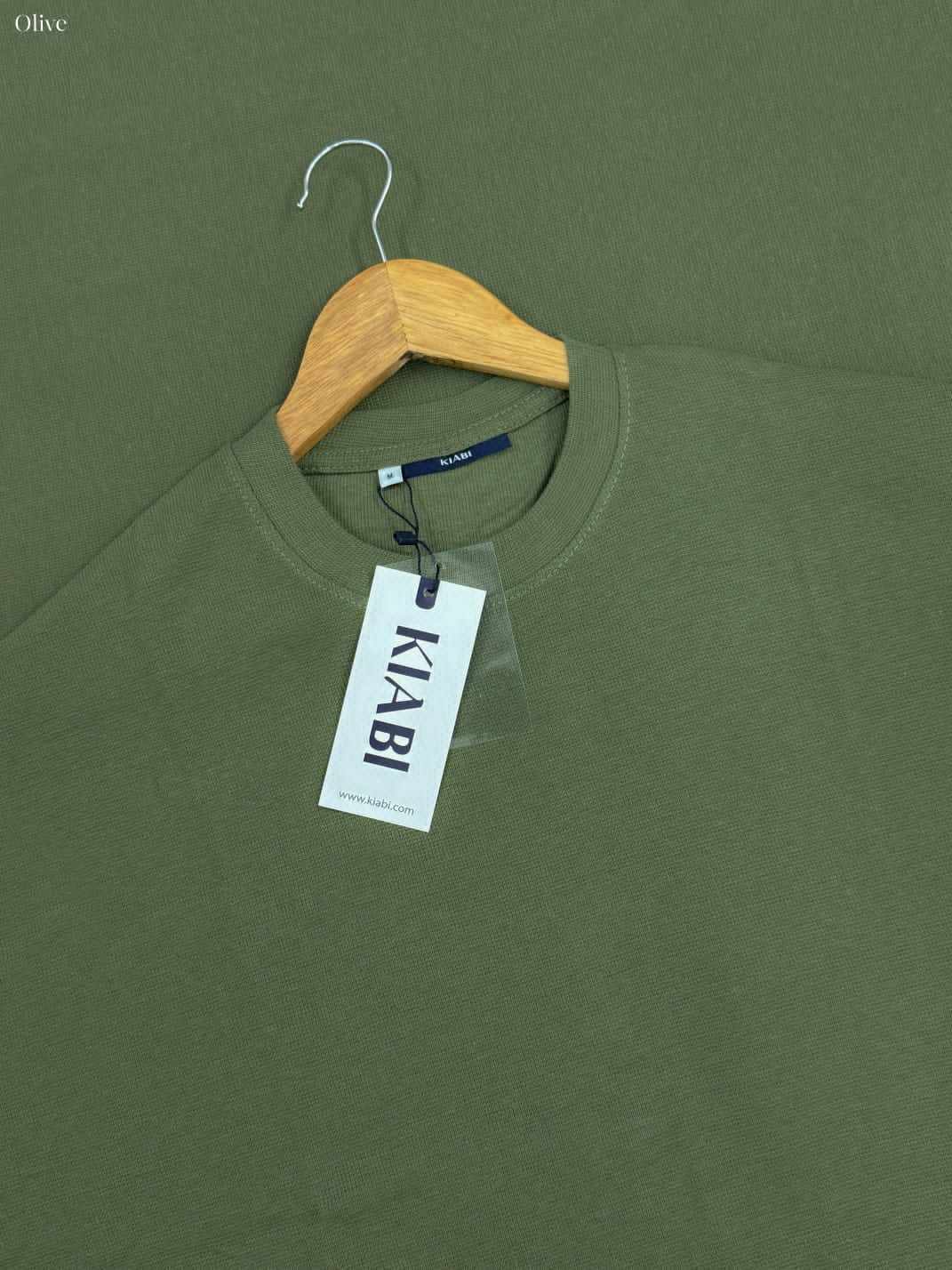 Image of Olive Premium Knit T-Shirt | Waffle drop shoulder