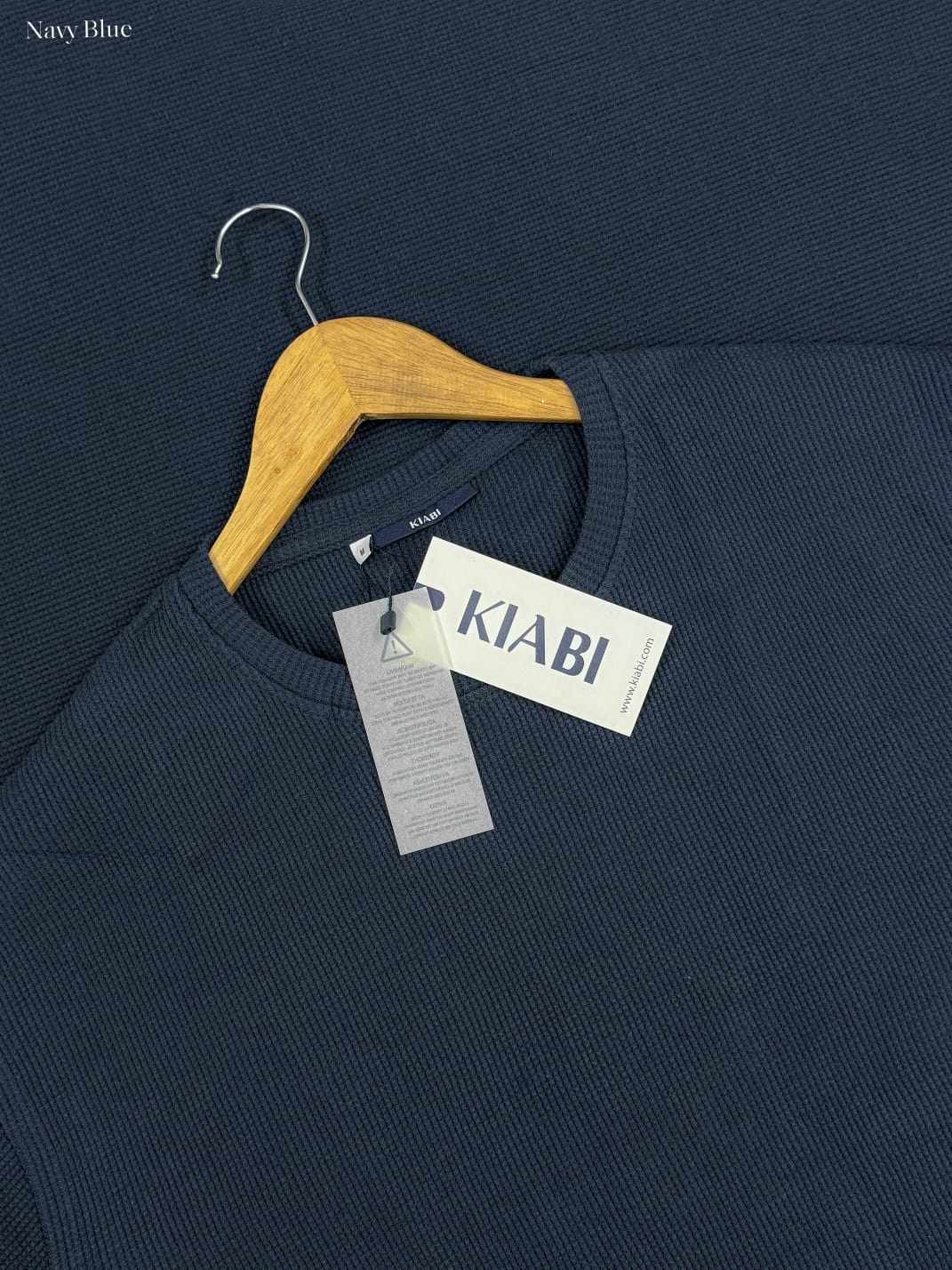 Image of Navy Premium Knit T-Shirt | Waffle drop shoulder