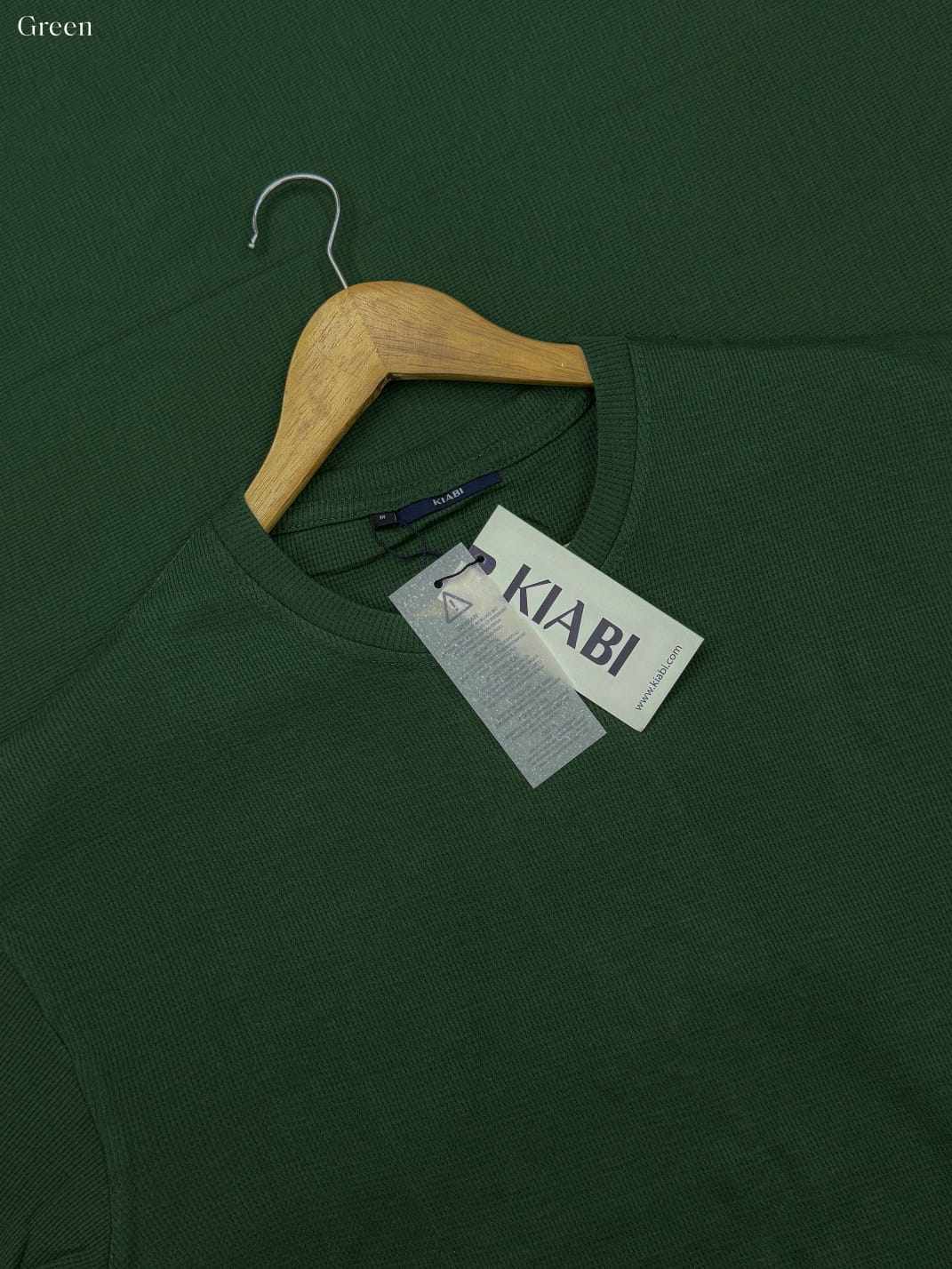 Image of Green Premium Knit T-Shirt | Waffle drop shoulder