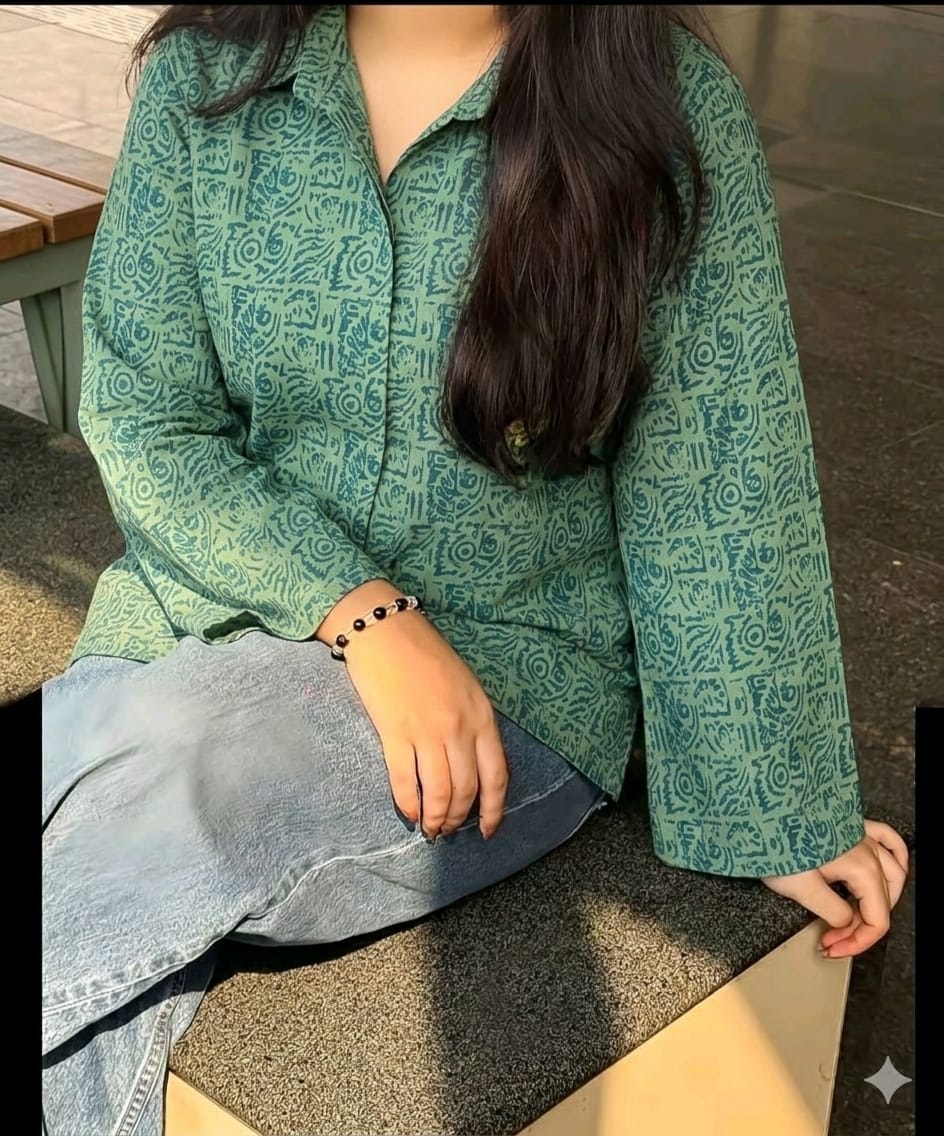Image of Pastel Green Printed Short Kurti Shirt