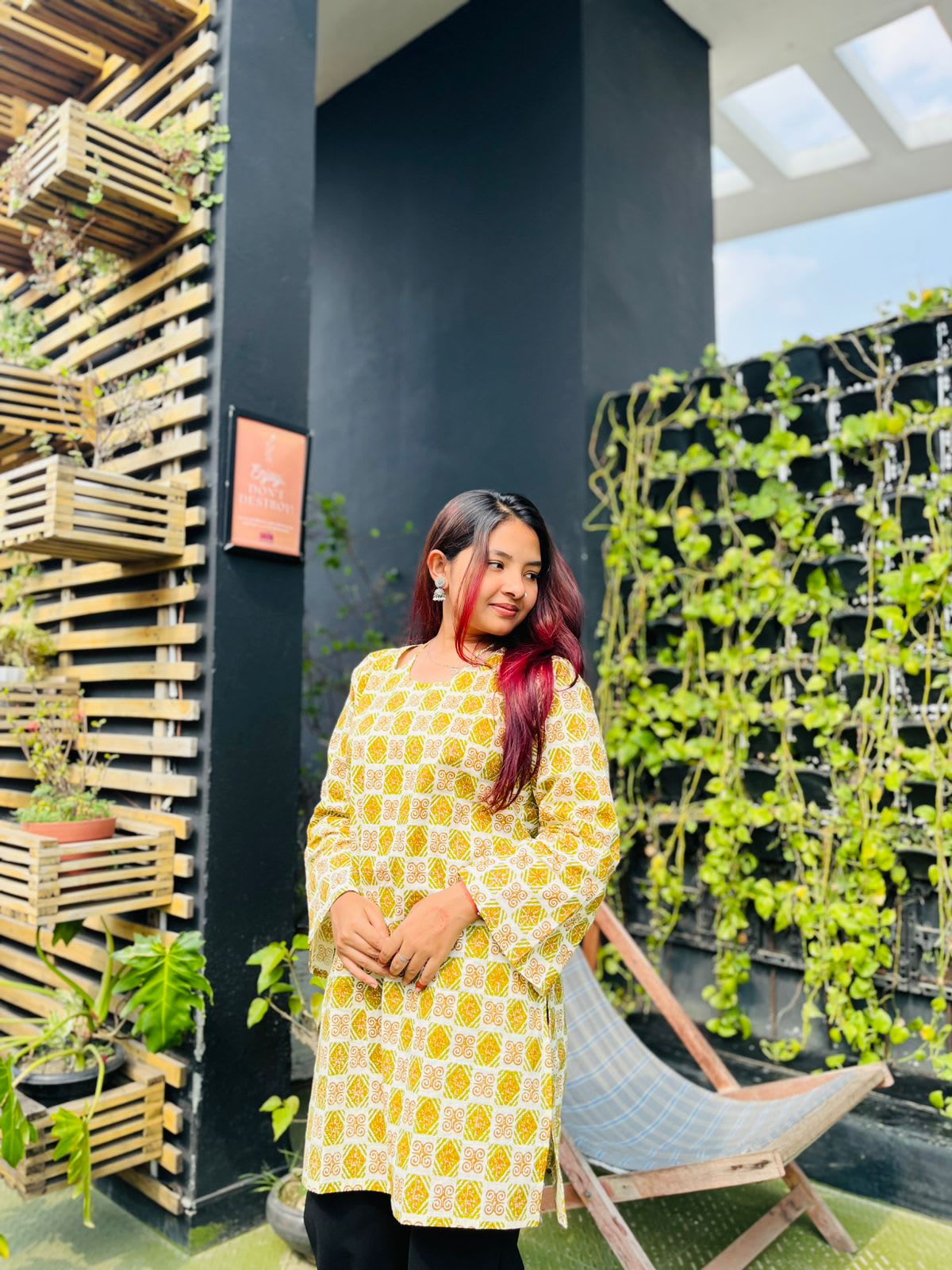 Image of Soft Pastel Yellow Printed Short Kurti Shirt