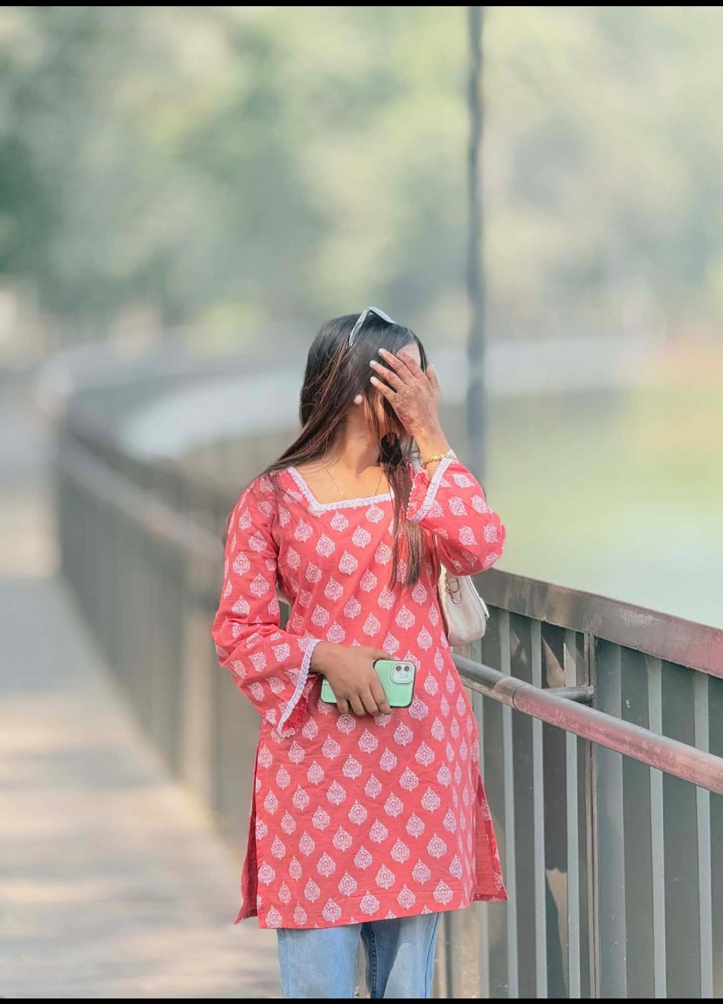 Image of Sweet Pastel Floral Printed Short Kurti – Soft & Elegant Everyday Wear