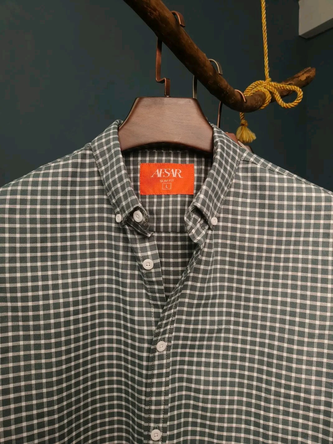 Image of Midnight Black Shirt with Small White Checks – Smart Casual Style