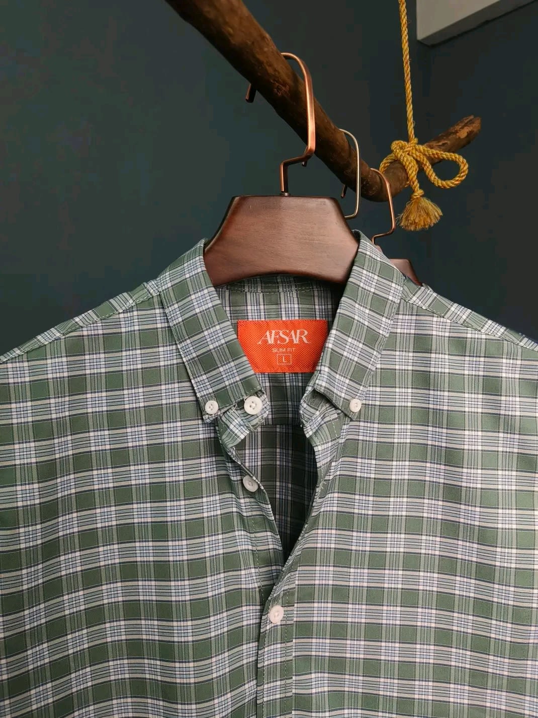 Image of Light Green Shirt with White Check Pattern – Fresh Casual Style