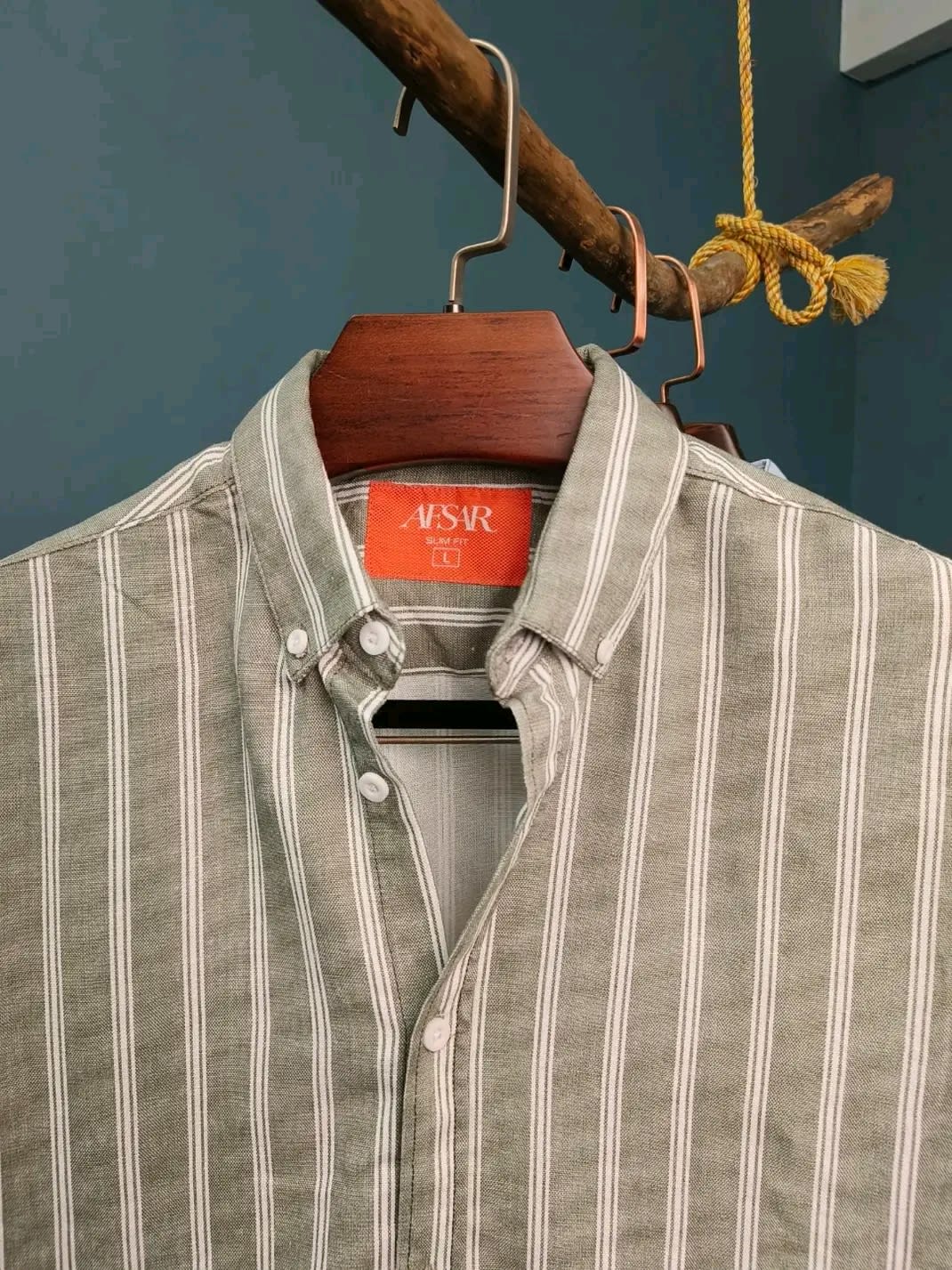 Image of Light Beige Shirt with White Check Pattern – Soft Elegant Style
