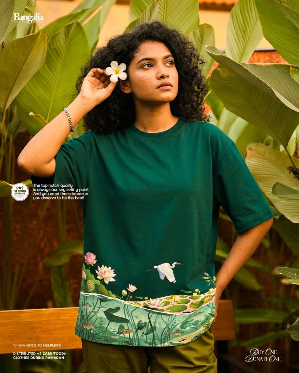 Image of Emerald Green Lotus Pond Oversized T-Shirt