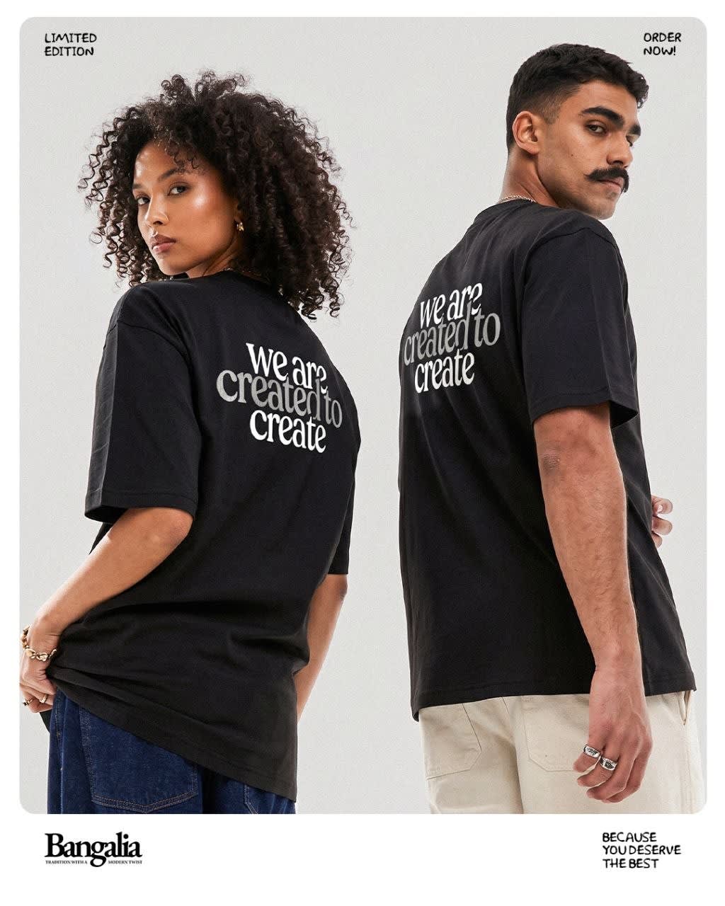 Image of Black "We Are Created To Create" Oversized T-Shirt