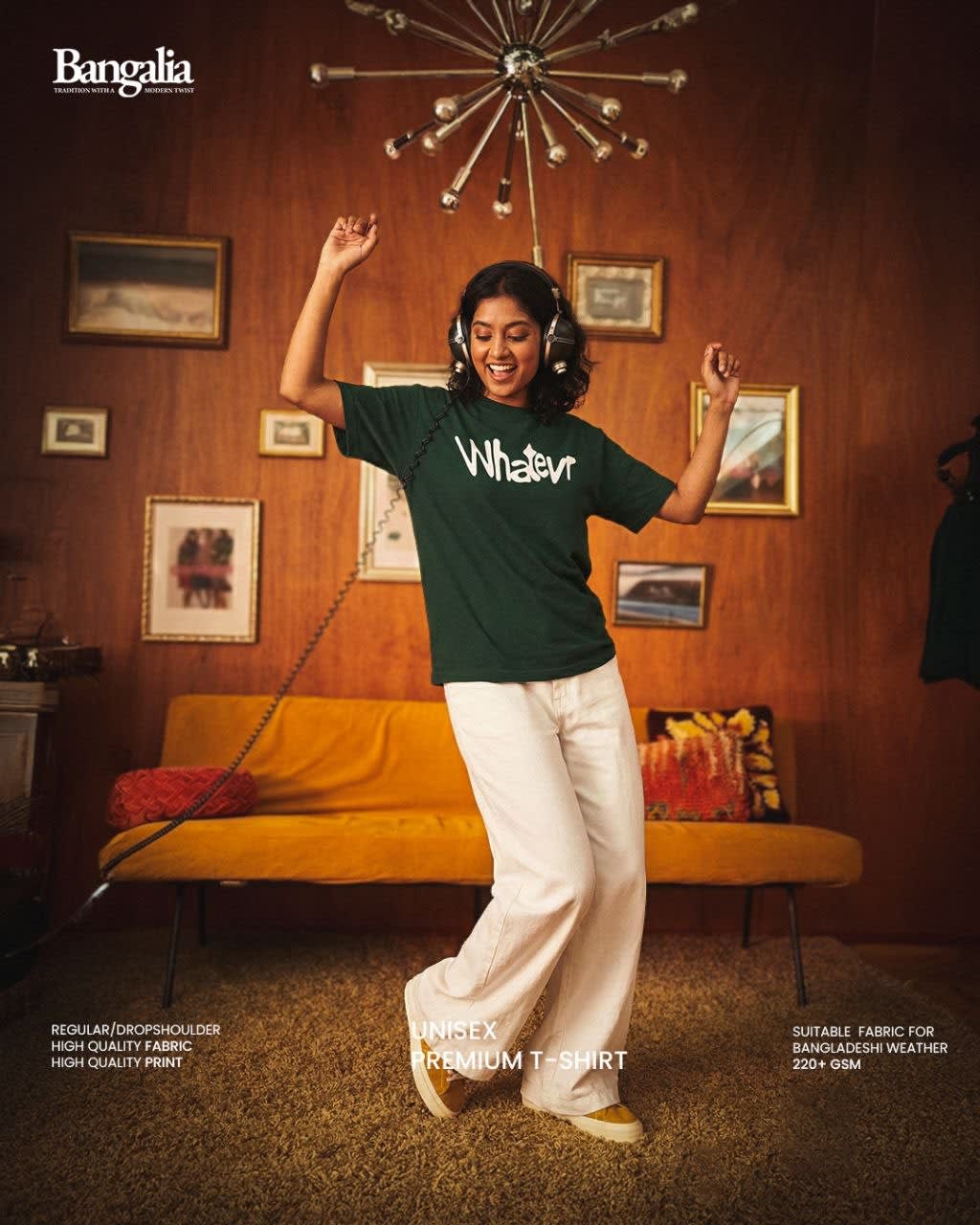 Image of Green Whatever Typography Oversized T-Shirt