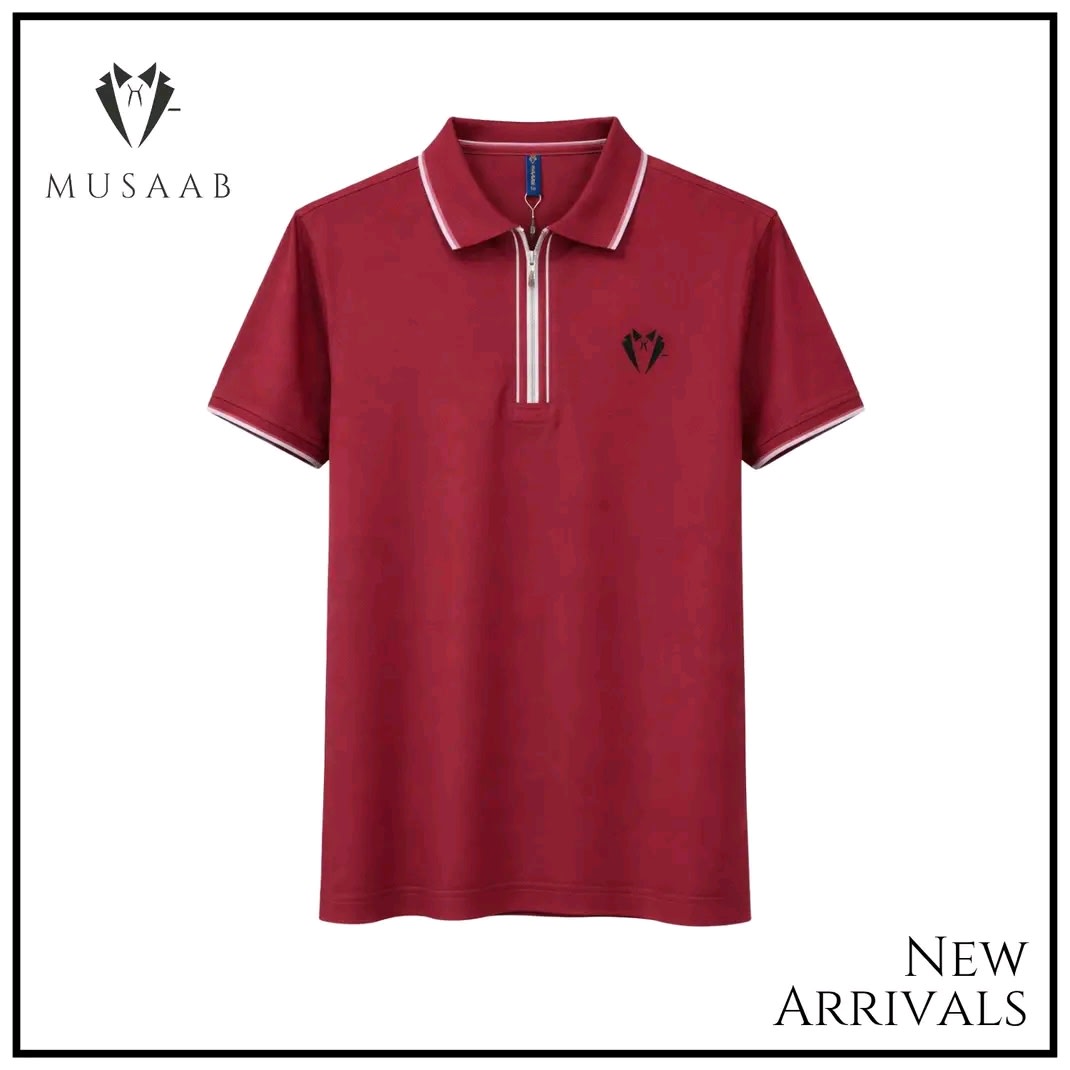 Image of Deep Red Collared T-Shirt